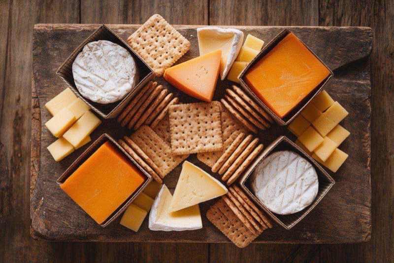 Divided snack containers with cheese cubes, crackers, grapes, and almonds in neat sections